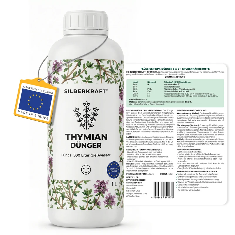 Thymian-Dünger - Mineralischer NPK Flüssigdünger 3-5-7 mit Stickstoff - Dünger für Thymian
