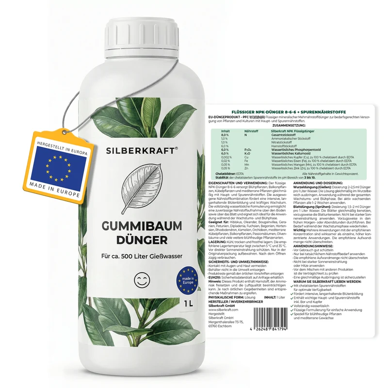 Gummibaum-Dünger - Mineralischer NPK Flüssigdünger 8-6-6 mit Stickstoff - Dünger für Gummibaum