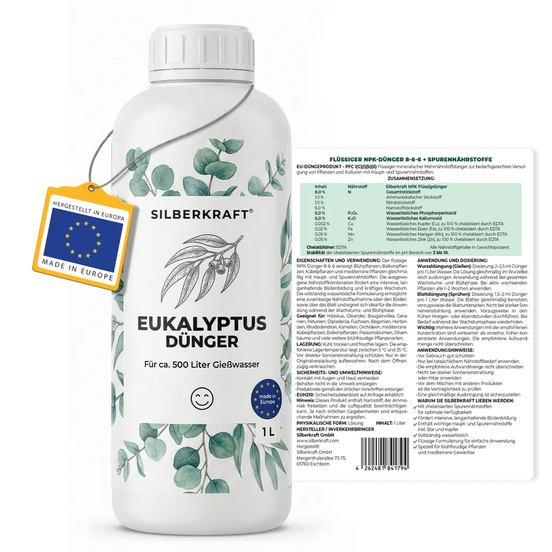 Eukalyptus-Dünger - Mineralischer NPK Flüssigdünger 8-6-6 mit Stickstoff - Dünger für Eukalyptus