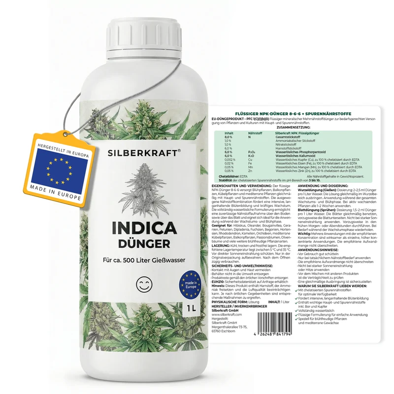 Indica-Dünger - Mineralischer NPK Flüssigdünger 8-6-6 mit Stickstoff - Dünger für Indica