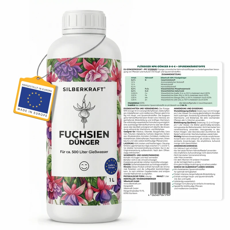 Fuchsien-Dünger - Mineralischer NPK Flüssigdünger 8-6-6 mit Stickstoff - Dünger für Fuchsien