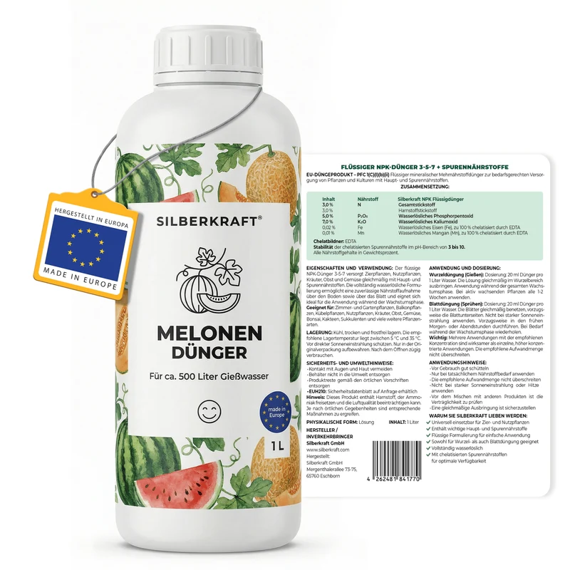 Melonen-Dünger - Mineralischer NPK Flüssigdünger 3-5-7 mit Stickstoff - Dünger für Melonen
