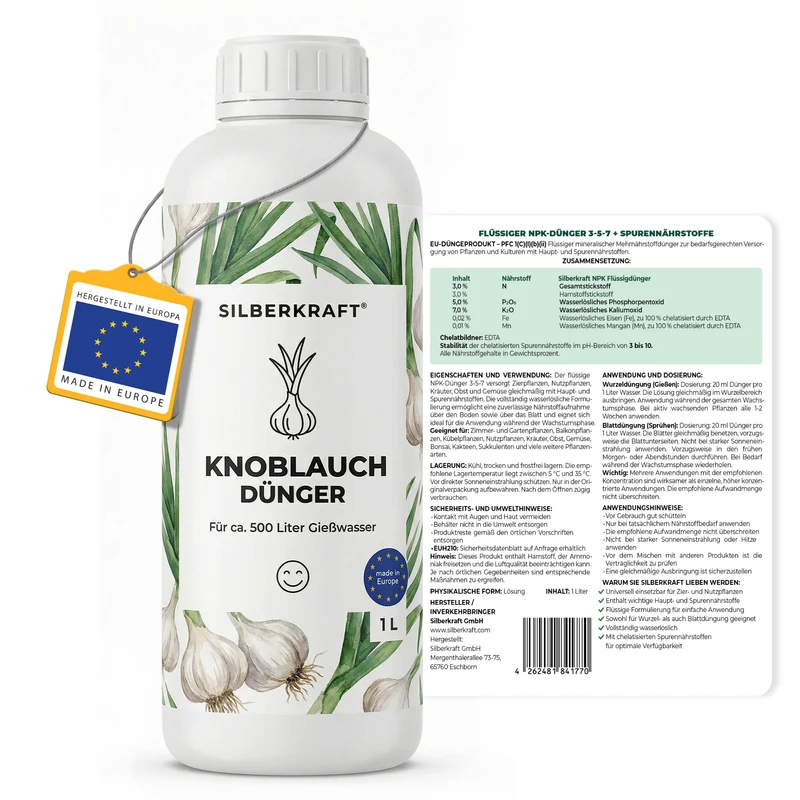 Knoblauchdünger - Mineralischer NPK Flüssigdünger 3-5-7 mit Stickstoff - Dünger für Knoblauch