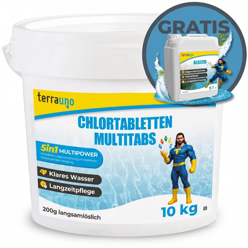 Chlortabletten 5 in 1 - 200g für Pools – Multitabs zur Langzeitpflege