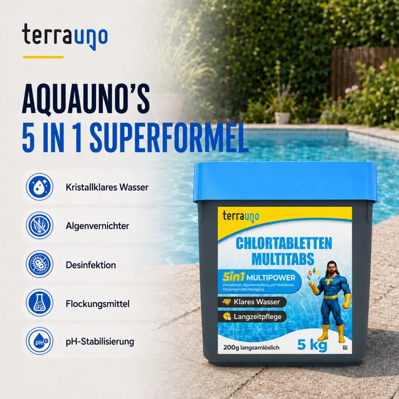 Chlortabletten 5 in 1 - 200g für Pools – Multitabs zur Langzeitpflege