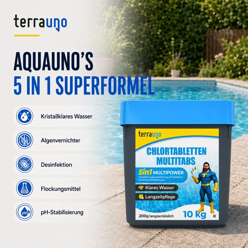 Chlortabletten 5 in 1 - 200g für Pools – Multitabs zur Langzeitpflege