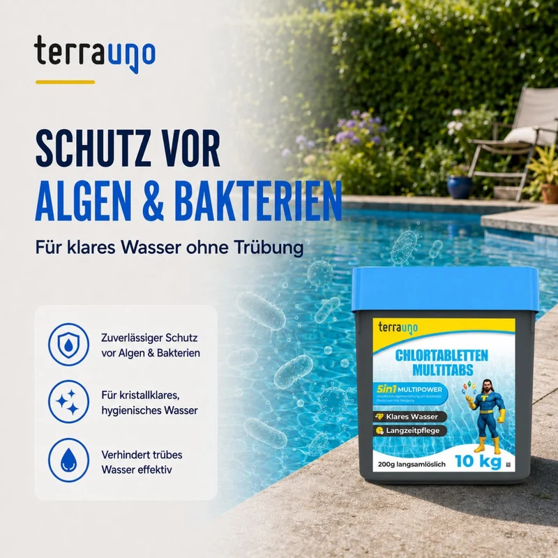 Chlortabletten 5 in 1 - 200g für Pools – Multitabs zur Langzeitpflege