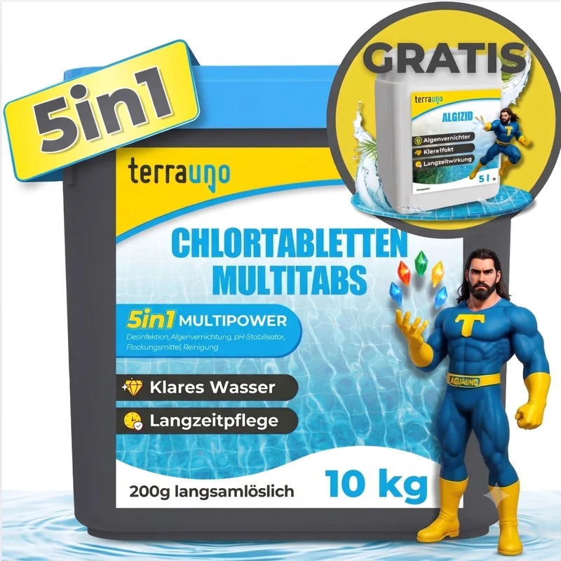 Chlortabletten 5 in 1 - 200g für Pools – Multitabs zur Langzeitpflege