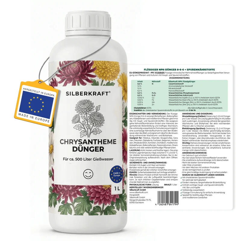 Chrysantheme-Dünger - Mineralischer NPK Flüssigdünger 8-6-6 mit Stickstoff - Dünger für Chrysantheme