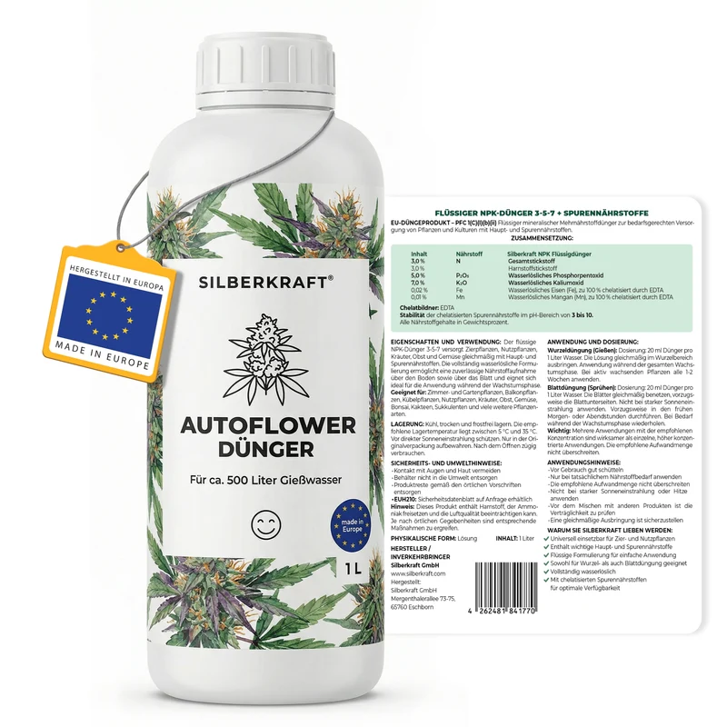 Autoflower-Dünger - Mineralischer NPK Flüssigdünger 3-5-7 mit Stickstoff - Dünger für Autoflower