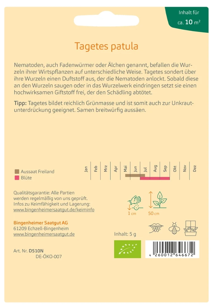 BIO Saatgut Gründüngung Tagetes