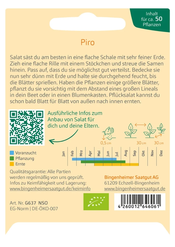 BIO Saatgut Pflücksalat Piro