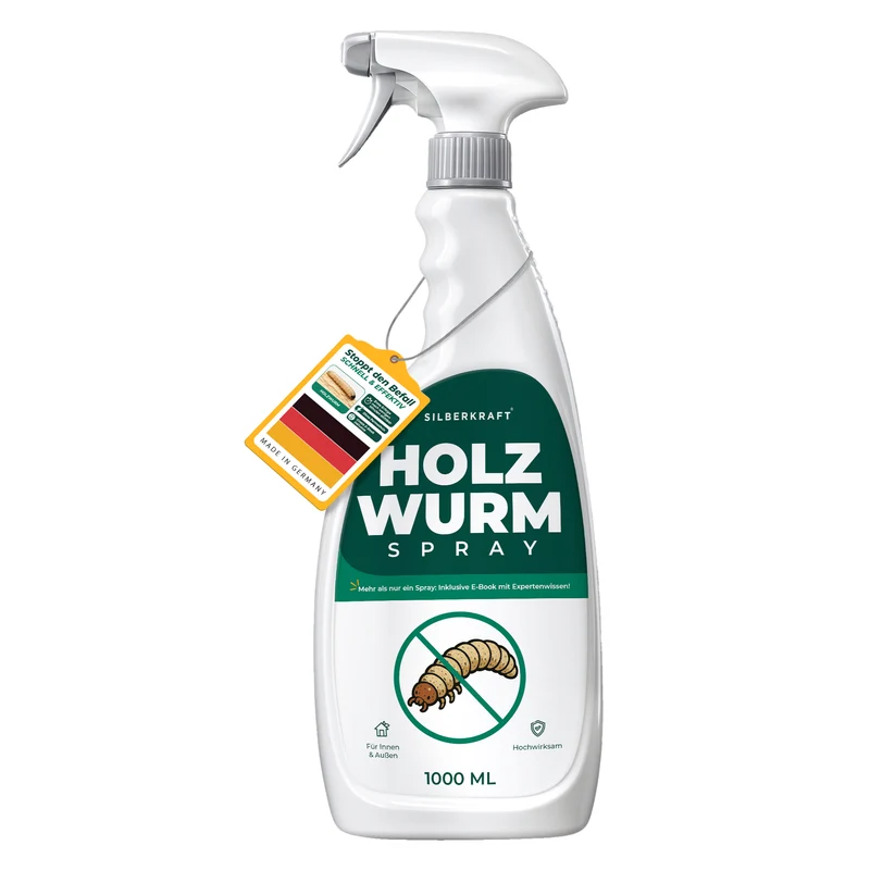 Holzwurm Spray: Holzwurmmittel gegen Holzwürmer, Holzbock & Nagekäfer für Innen & Außen inkl. E-Book