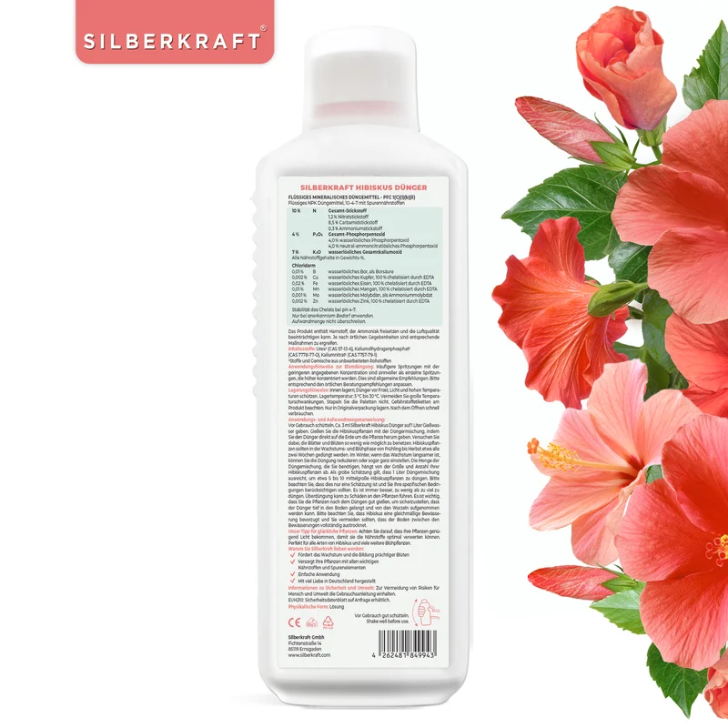 Hibiskus Dünger - Mineralischer NPK Flüssigdünger mit Stickstoff - Dünger für Hibiskus - Roseneibisch düngen