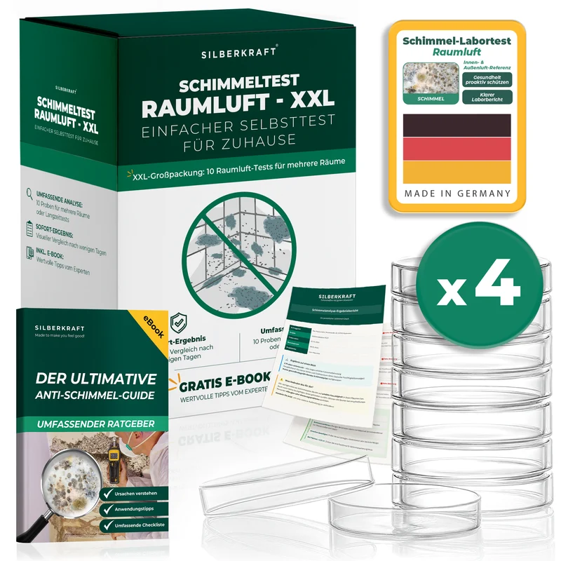Schimmeltest Raumluft XXL – 10x Schimmel Selbsttest für Zuhause Agar Petrischale Raumlufttest