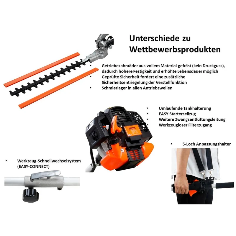B-WARE FUXTEC FX-MT252ER Multitool 5in1 Benzin Motorsense mit verstellbarem Hochentaster