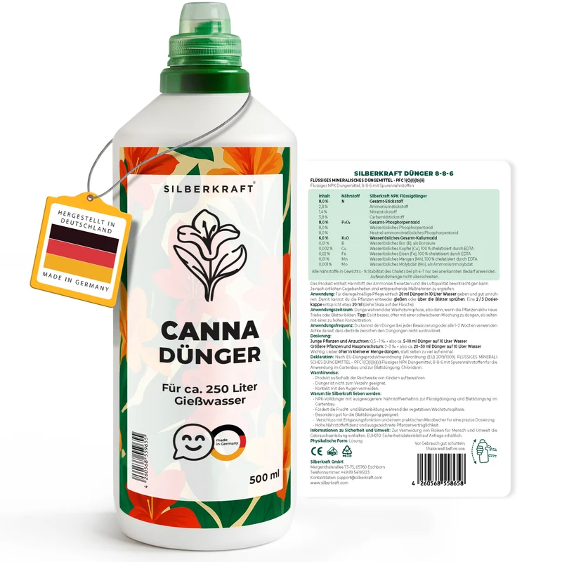 Cannadünger – Mineralischer NPK Flüssigdünger mit Stickstoff – Dünger für Canna (Blumenrohr) – Exoten- & Gartenpflanzen-Dünger