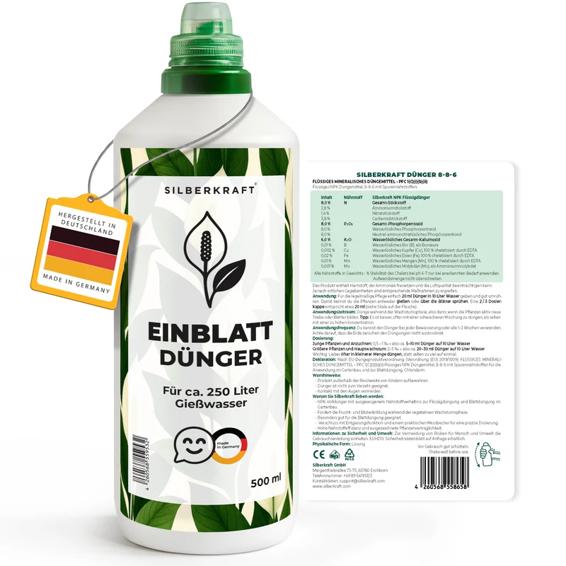 Einblattdünger – Mineralischer NPK Flüssigdünger mit Stickstoff – Dünger für Einblatt (Spathiphyllum) – Zimmerpflanzen-Dünger