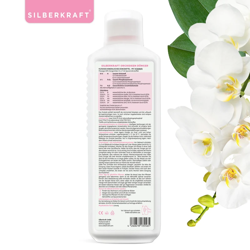 Orchideendünger - Mineralischer NPK Flüssigdünger mit Stickstoff - Dünger für Orchideen - Orchideen düngen