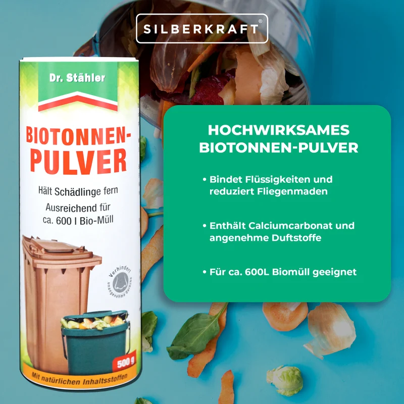 Bio-Tonnenpulver gegen unangenehme Gerüche und Schädlinge