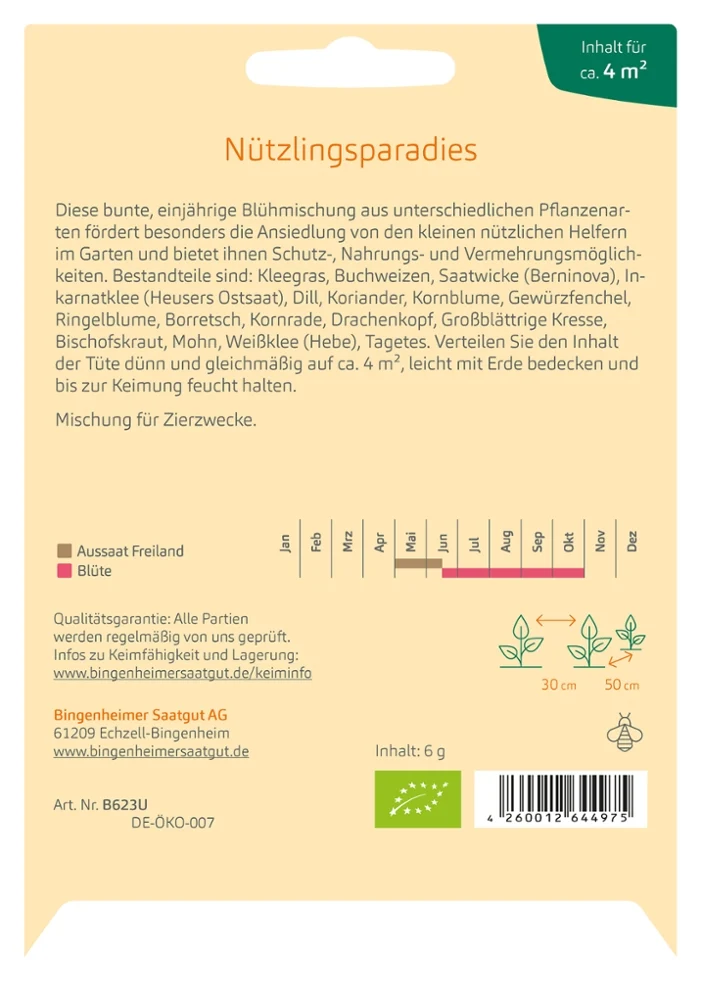 BIO Saatgut Blühpflanzenmischung Nützlingsparadies