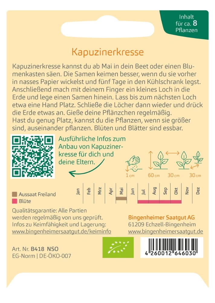 BIO Saatgut Kapuzinerkresse nicht rankend