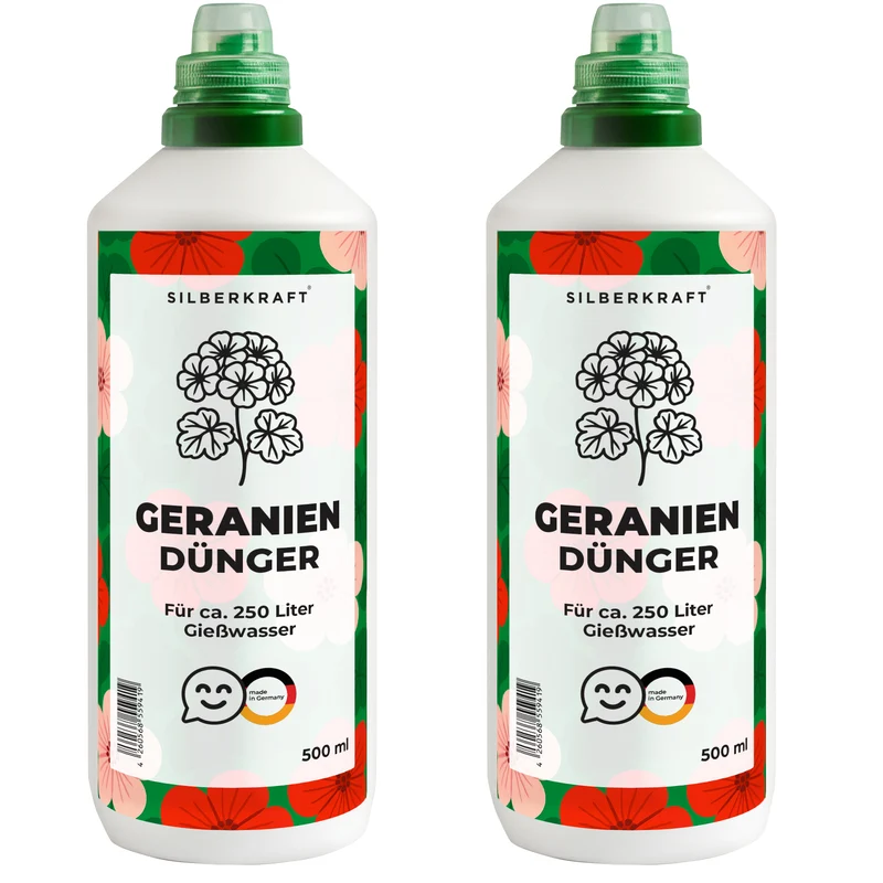 Geraniendünger – Mineralischer NPK Flüssigdünger mit Stickstoff – Dünger für Geranien (Pelargonien) – Balkonpflanzen-Dünger