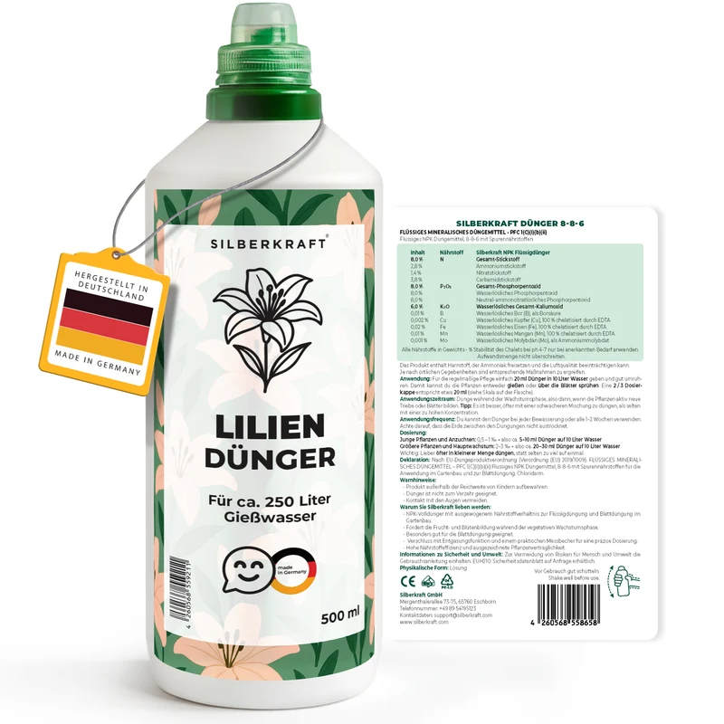 Liliendünger – Mineralischer NPK Flüssigdünger mit Stickstoff – Dünger für Lilien – Gartenstauden-Dünger