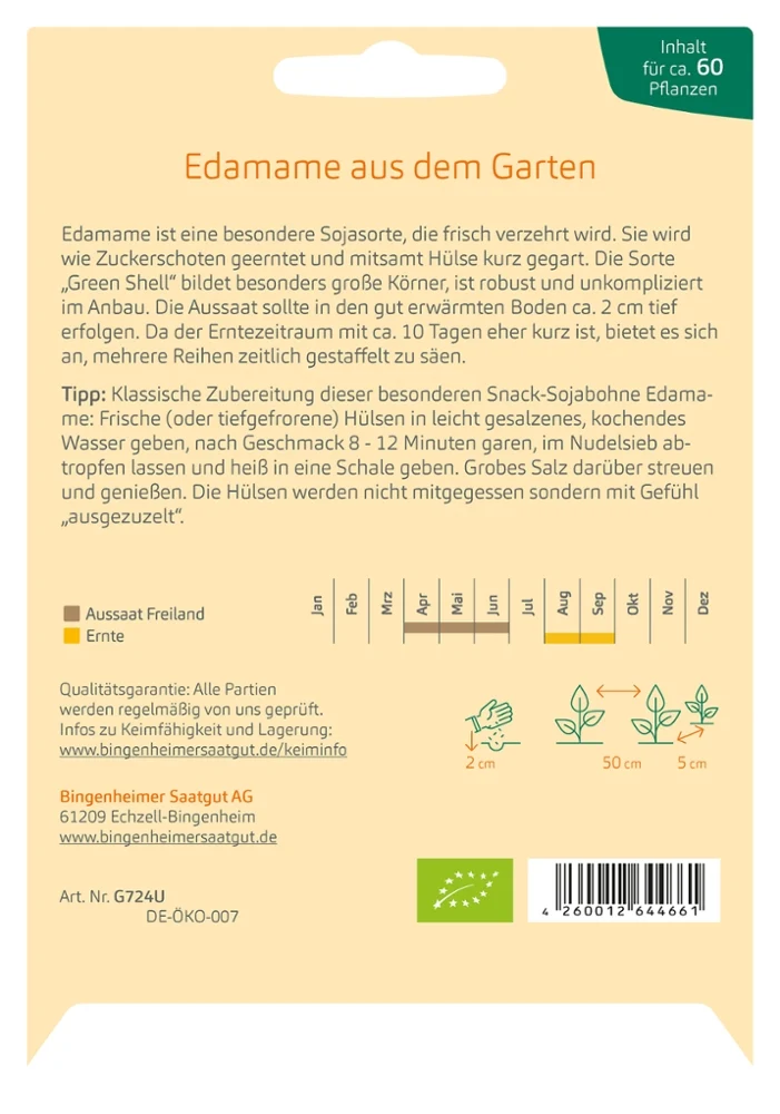 BIO Saatgut Edamame Sojabohne Green Shell