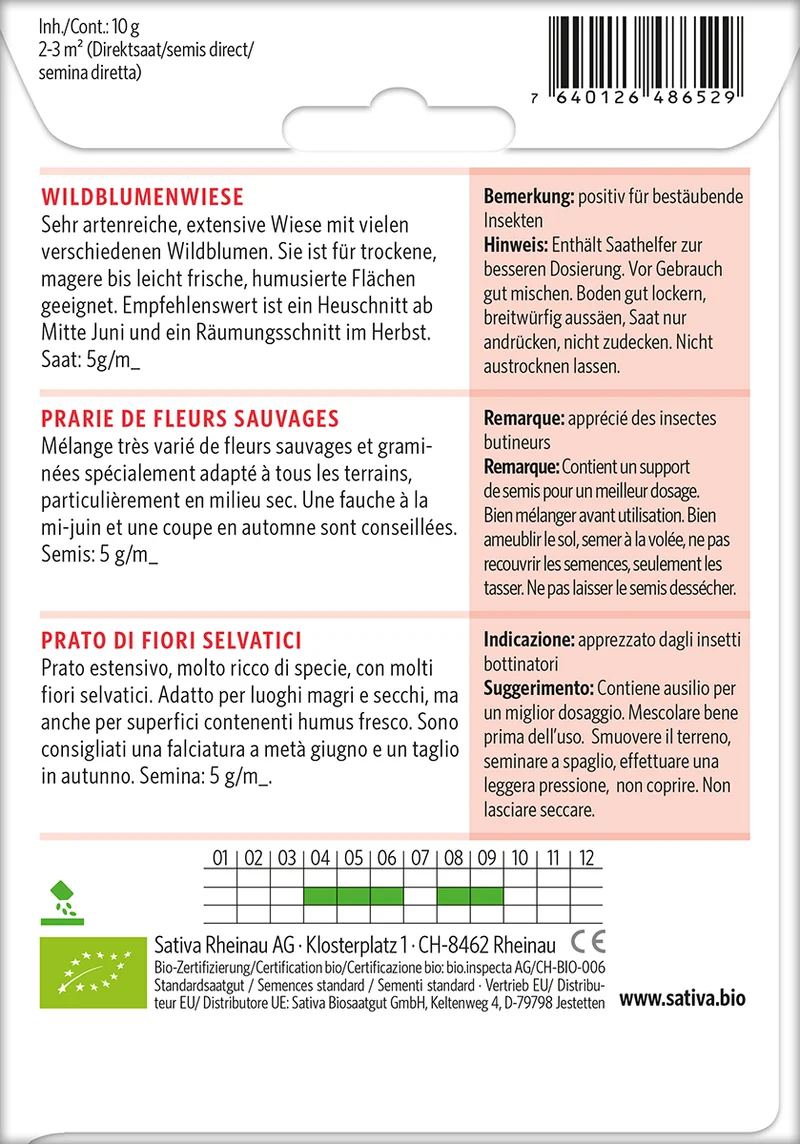 BIO Saatgut Mischung Wildblumenwiese