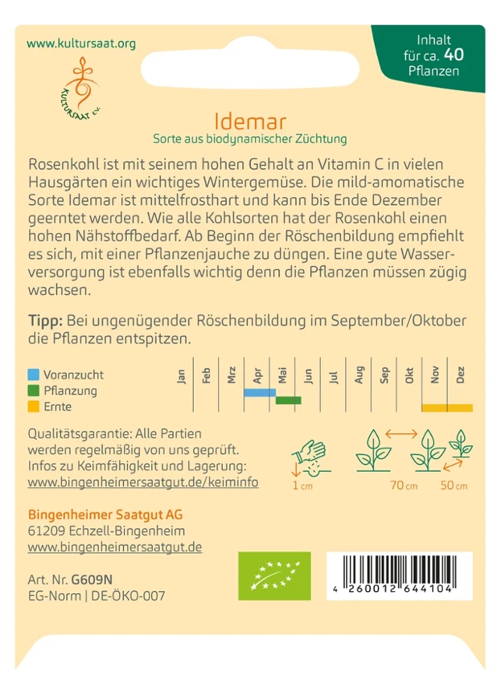 BIO Saatgut Rosenkohl Idemar