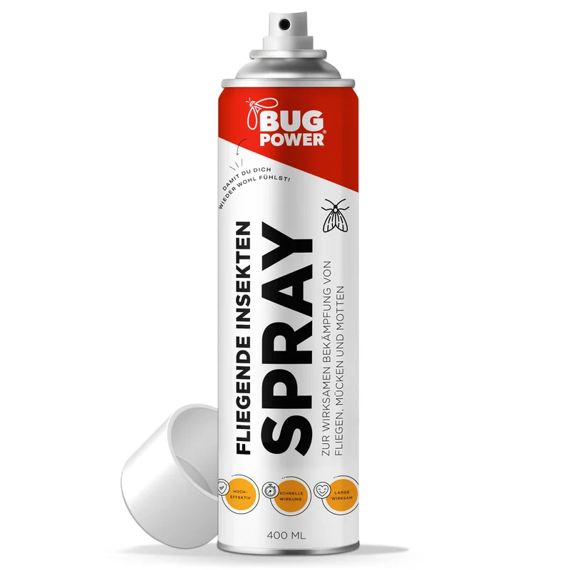 BugPower Spray gegen fliegende Insekten 400 ml - breites Wirkungsspektrum - schnelle Wirkung & mit Knock-Down-Effekt