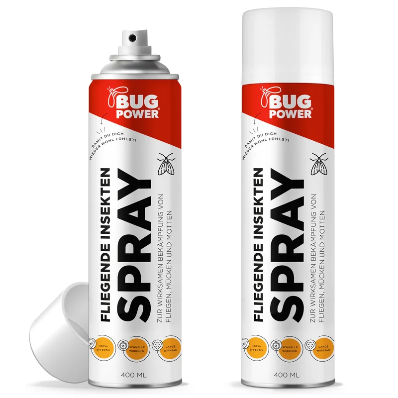BugPower Spray gegen fliegende Insekten 400 ml - breites Wirkungsspektrum - schnelle Wirkung & mit Knock-Down-Effekt