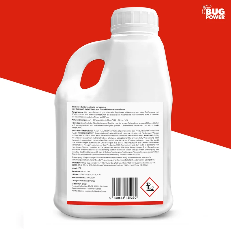BugPower Milben Spray für Textilien 500 ml- hinterlässt keine Flecken