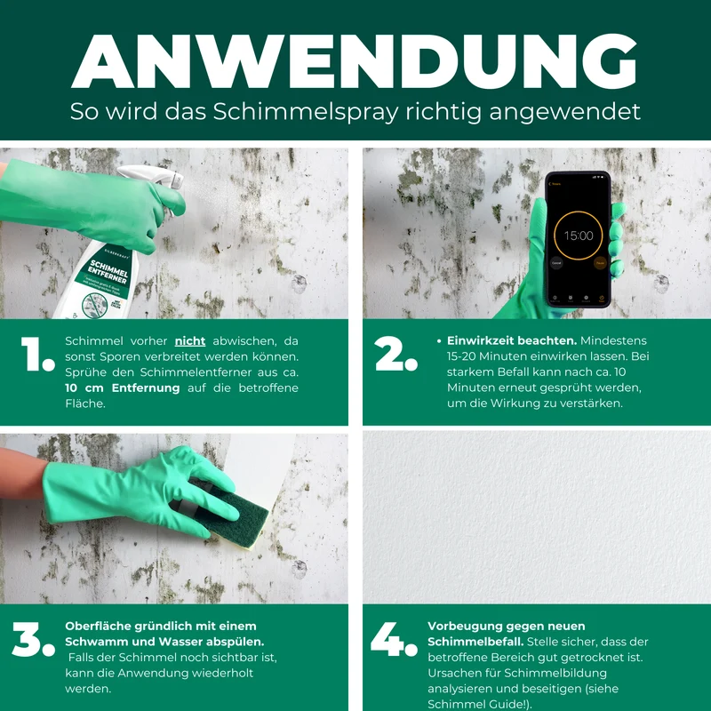 Schimmelentferner / Schimmelspray mit E-Book - Gegen Schimmel & Stockflecken