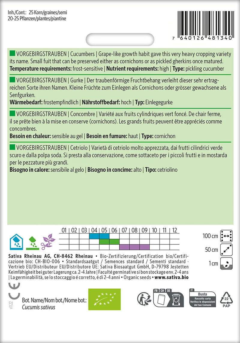 BIO Saatgut Einlegegurke Vorgebirgstrauben