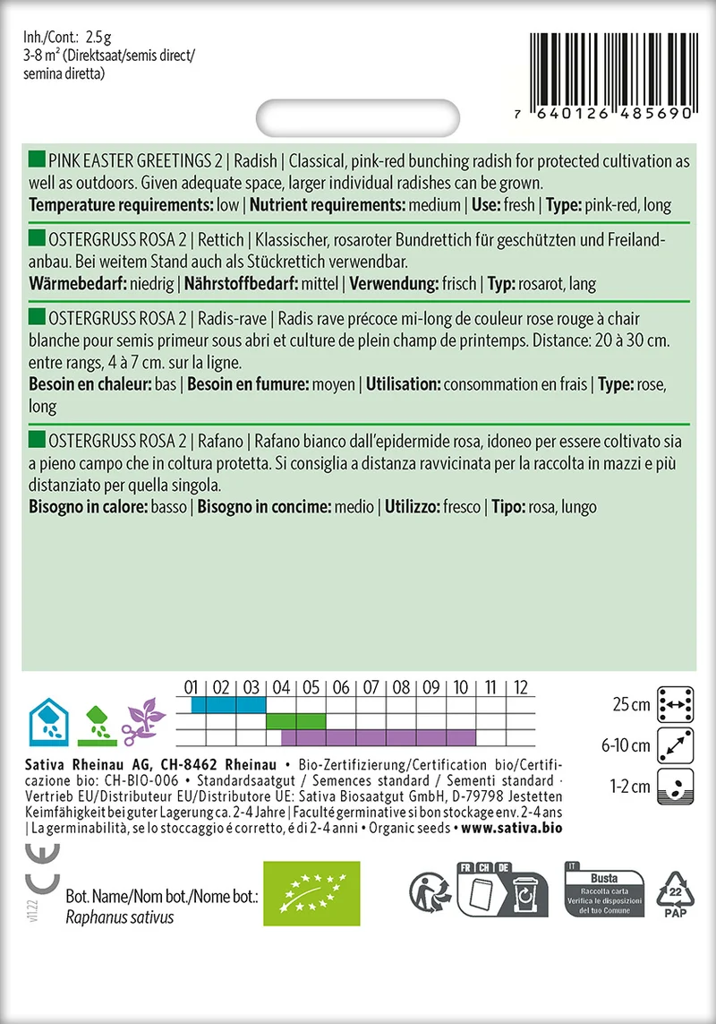 BIO Saatgut Rettich rosa Ostergruß 2