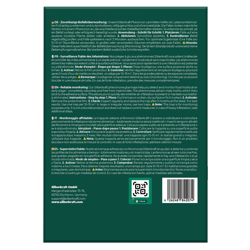 Lebensmittelmottenfallen, Pheromon-Leimfallen zur Befallsüberwachung von Lebensmittelmotten in Küche & Vorratsräumen inkl. E-Book