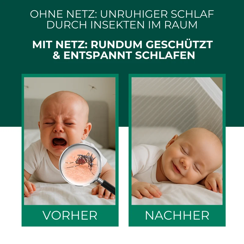 Insektenschutz für Reise- und Kinderbett – Mückennetz 150×70×90 cm – Faltbar & atmungsaktiv – Für Babyreisebett & Beistellbett – Inkl. Transportbeutel