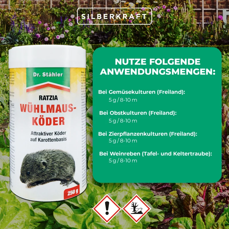 Wühlmausköder Ratzia: Effektiver Wühlmausköder auf Karottenbasis