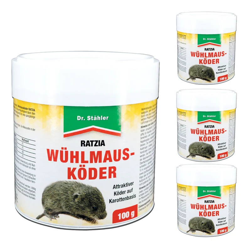 Wühlmausköder Ratzia: Effektiver Wühlmausköder auf Karottenbasis
