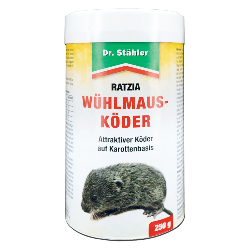 Wühlmausköder Ratzia: Effektiver Wühlmausköder auf Karottenbasis
