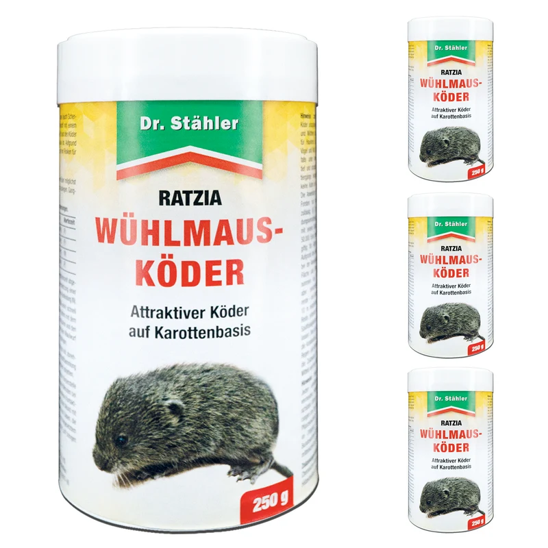 Wühlmausköder Ratzia: Effektiver Wühlmausköder auf Karottenbasis