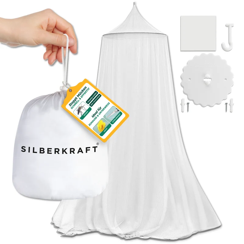 Moskitonetz mit Klebehaken fürs Bett, Reisen, Outdoor und Camping