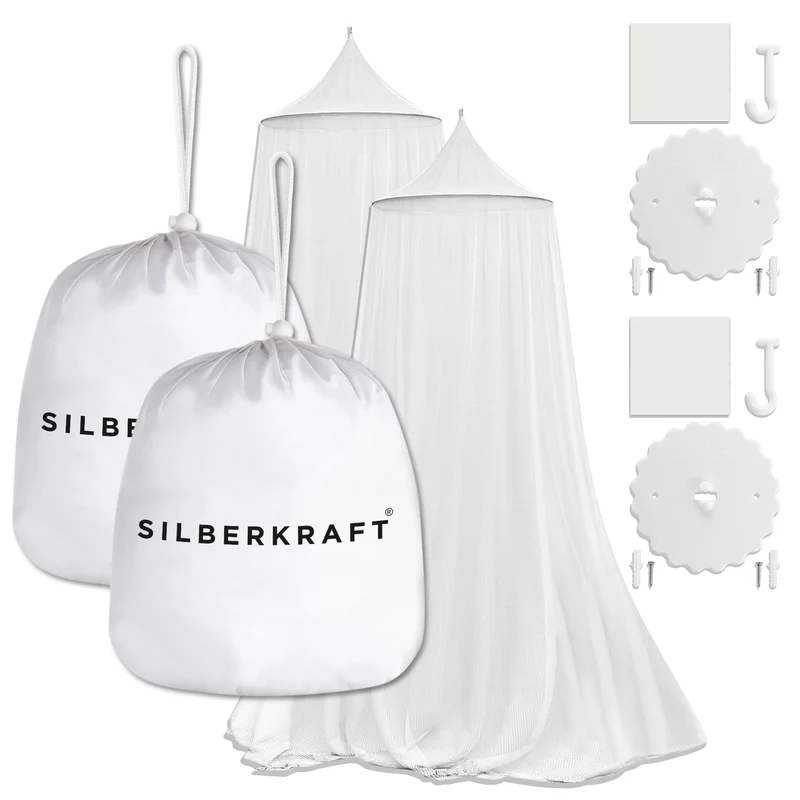 Moskitonetz mit Klebehaken fürs Bett, Reisen, Outdoor und Camping