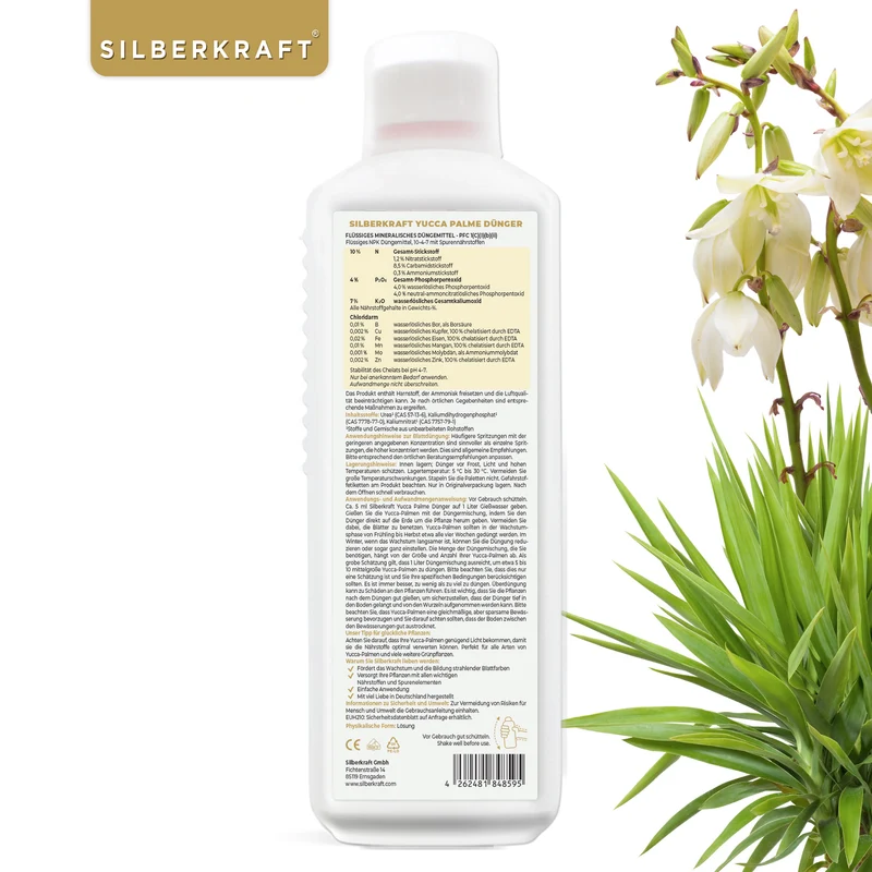 Yucca Dünger - Mineralischer NPK Flüssigdünger mit Stickstoff - Dünger für Yucca Palmen - Palmlilie düngen - Yucca Rostrata Dünger