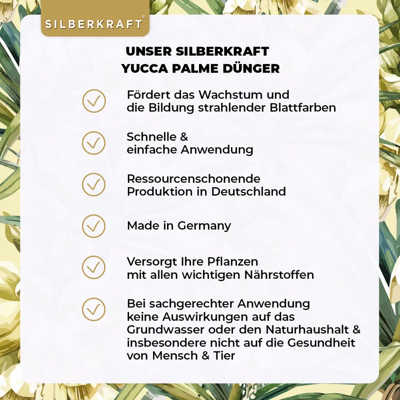 Yucca Dünger - Mineralischer NPK Flüssigdünger mit Stickstoff - Dünger für Yucca Palmen - Palmlilie düngen - Yucca Rostrata Dünger