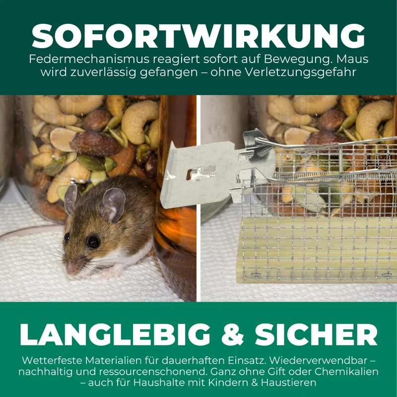 Lebendfalle für Mäuse aus Draht - Mäusefalle - tierfreundliche Alternative zu Schlagfallen und Giftköder