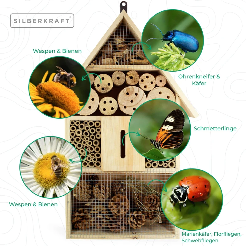 Insektenhotel aus Pinienholz - Unterschlupf für Insekten - 48 x 31 x 10 cm