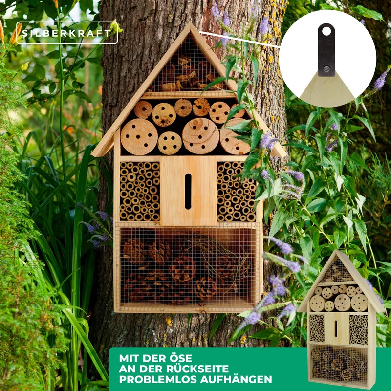 Insektenhotel aus Pinienholz - Unterschlupf für Insekten - 48 x 31 x 10 cm